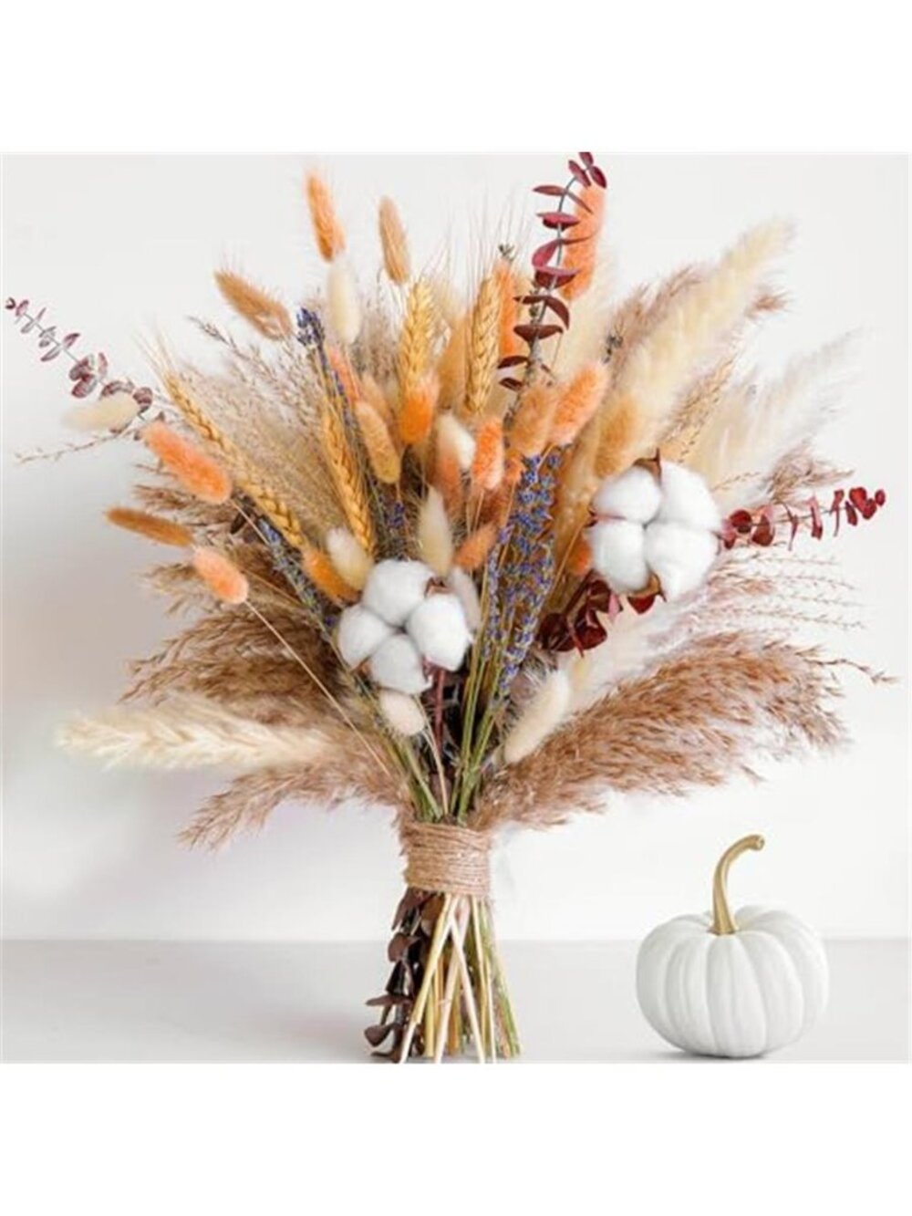 Fall Dried Flower Bouquet Boho Fall Decor with Pampas Grass, Cotton